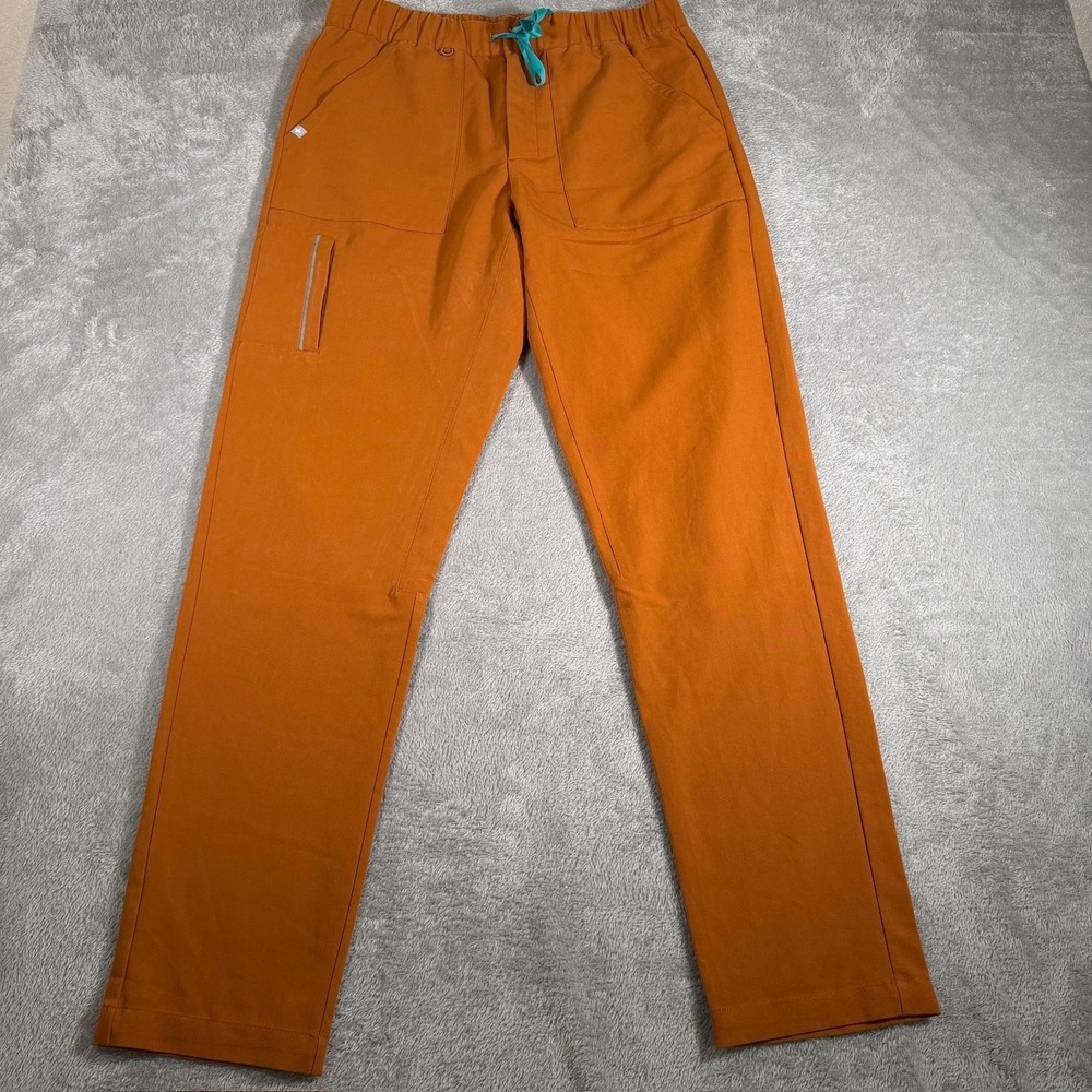 FIGS Technical Collection Scrub Pants Mens Medium Orange Cargo Stretch Workwear